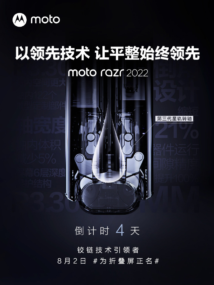 摩托罗拉 moto razr 2022 正面渲染图亮相,屏幕