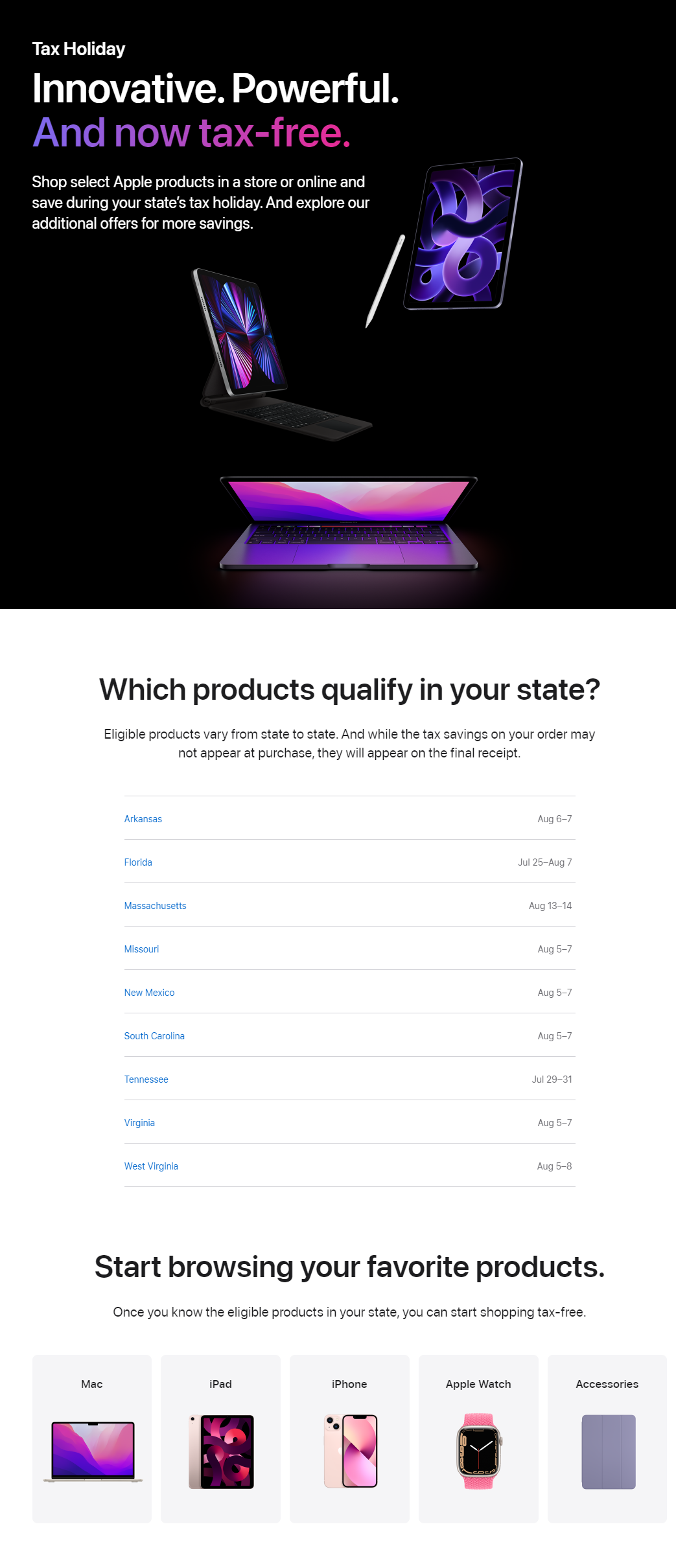 苹果限时免销售税购物即将登陆美国 9 个州:覆盖 Mac、i