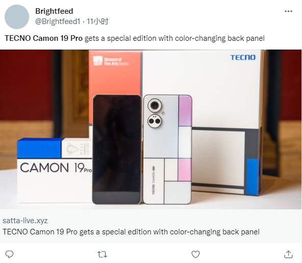 传音 TECNO Camon 19 Pro 蒙德里安版发布: