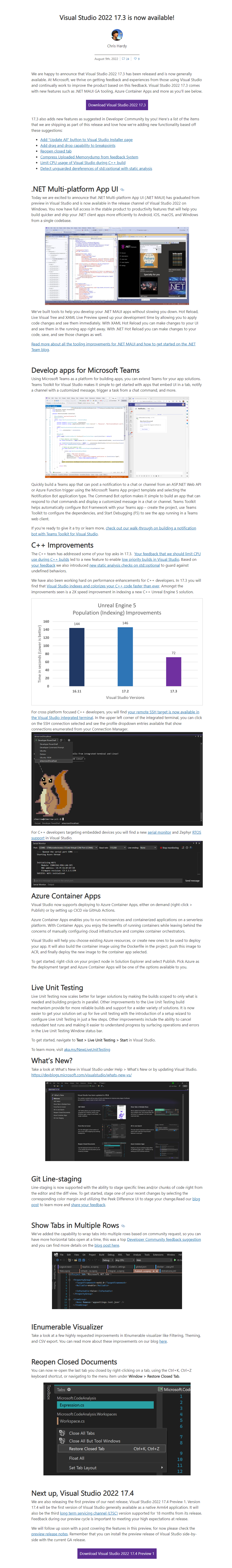 微软发布 Visual Studio 2022 版本 17.