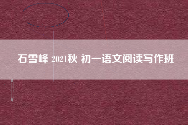 石雪峰 2021秋 初一语文阅读写作班