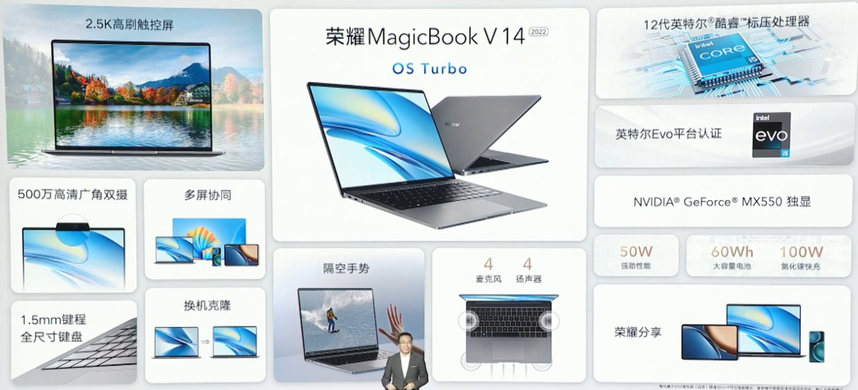 荣耀MagicBook V 14 2022发布:支持隔空手势