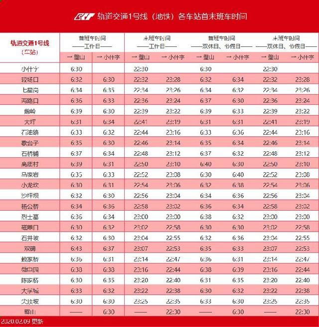 重庆轨道交通6号线时刻表(重庆轨道交通6号线路)