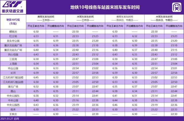 重庆轻轨3号线班次表(重庆轻轨3号线全部站点)