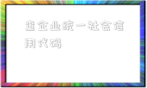 关于查企业统一社会信用代码的信息