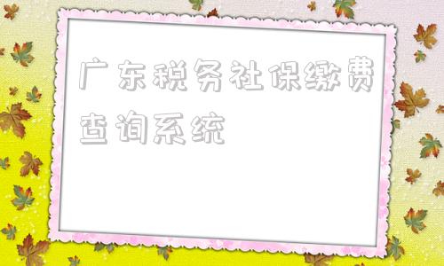 关于广东税务社保缴费查询系统的信息